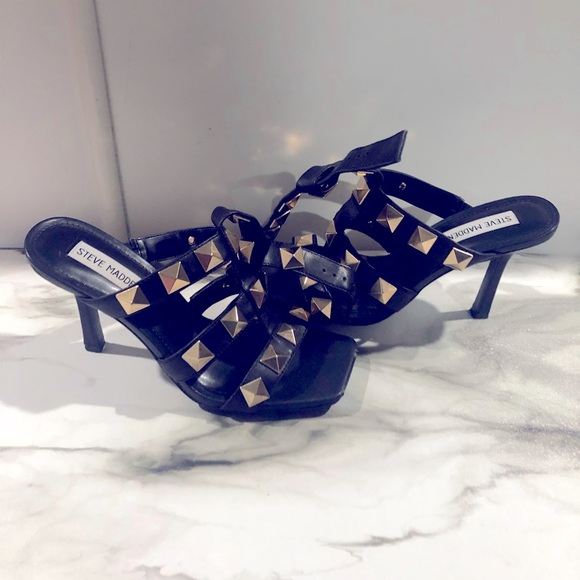 Steve Madden RockStud Cage Black Heels - Picture 2 of 5
